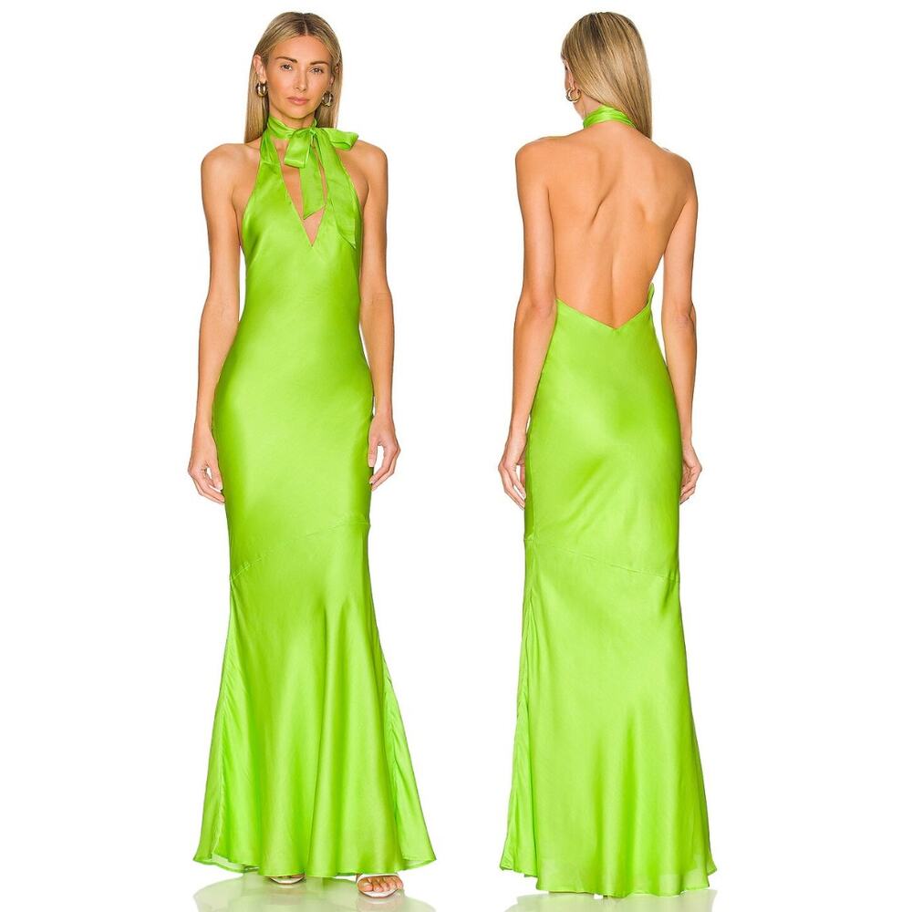 Olivia Rubin Colleen Dress Silk Blend Maxi Halter Scarf Gala Party Prom Formal 2